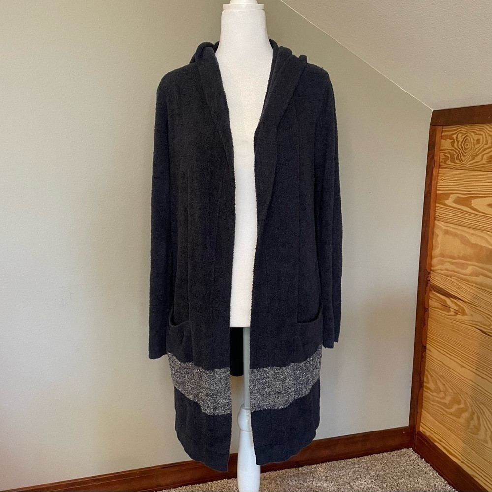 Barefoot Dreams Cozy Chic Lite Coastal Hooded Cardigan Blue Extra Small/Small